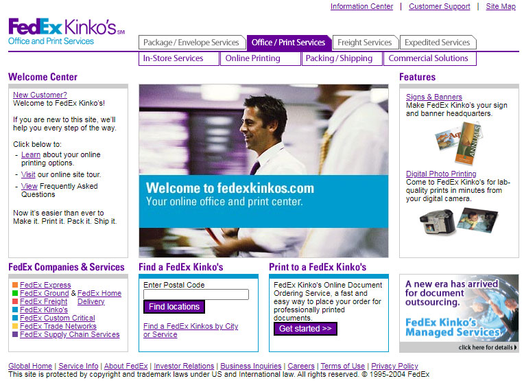 Web sajt FedEx Kinko's-a