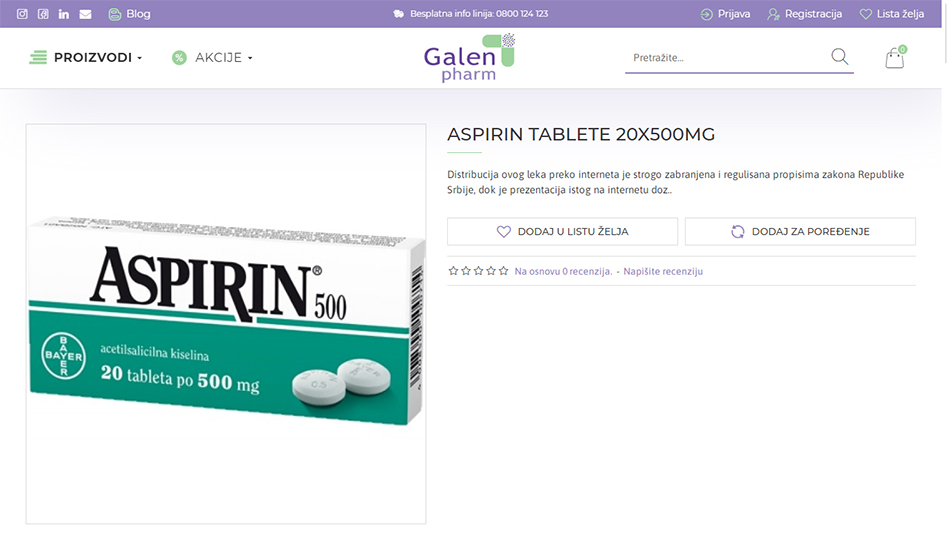 Web stranica aspirina 500 Bajer firme